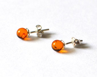 Amber Stud Earrings, Small Amber Post Earrings, Amber Earrings, Stud Earrings, Gift Ideas, Small Stud Earrings