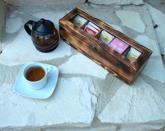 Distressed wood wooden tea box rustic tea box wood tea box tea bag box modern tea box shabby chic tea box storage vintage tea box