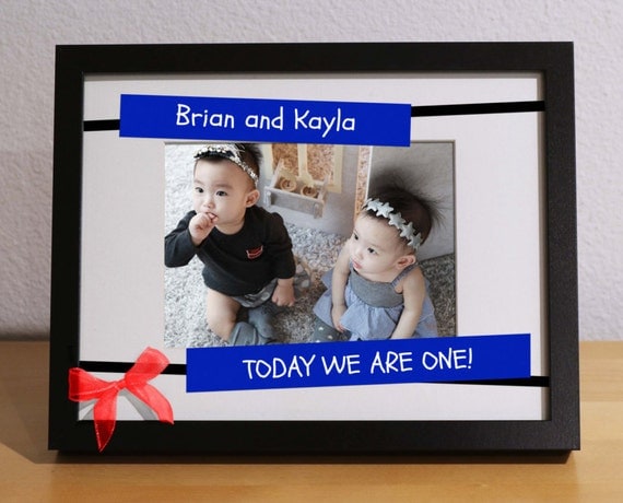 Twins First Birthday Gift Baby Twins gift Customized Frame