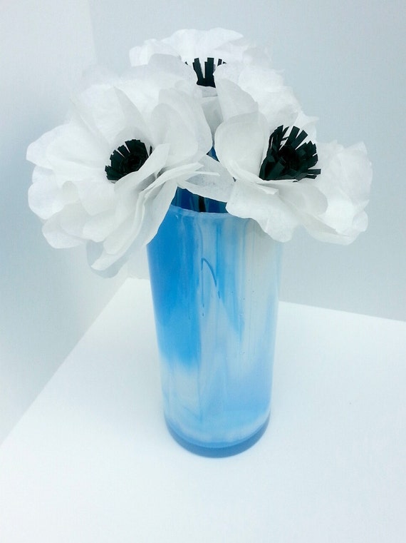 Items similar to Blue & White Faux Marble Flower Bud Vase Container on Etsy