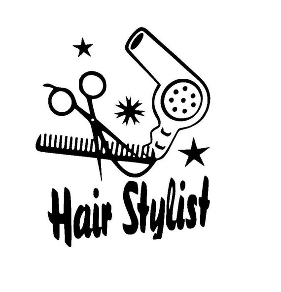 Hair Stylist with Scissors Comb and Hair Dryer Sticker Vinyl