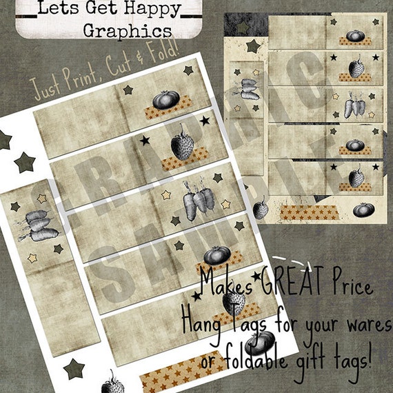 Primitive Foldable Price Gift Tags Grunge by LetsGetHappyGraphics