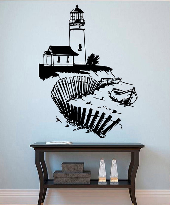 Lighthouse Wall Vinyl Decal Beacon Wall Vinyl Sticker Nautical