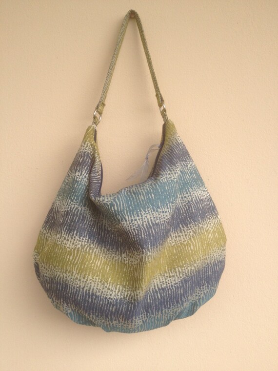 Blue and Green Hobo Bag Fabric Hobo Bag Shoulder Purse