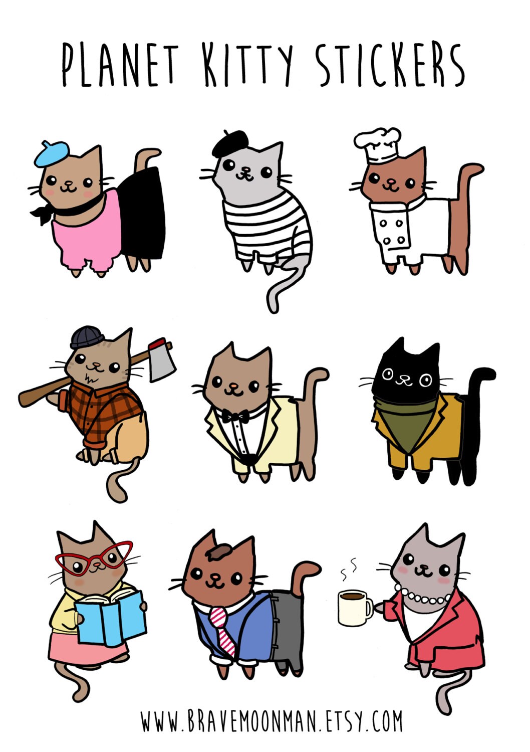 cute stickers super cute cat stickers planet kitty cute gift