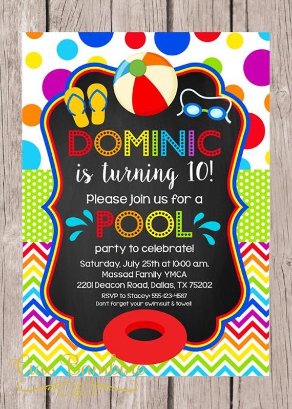 Items similar to PRINTABLE Pool Party Invitation / Boys Swimming ...