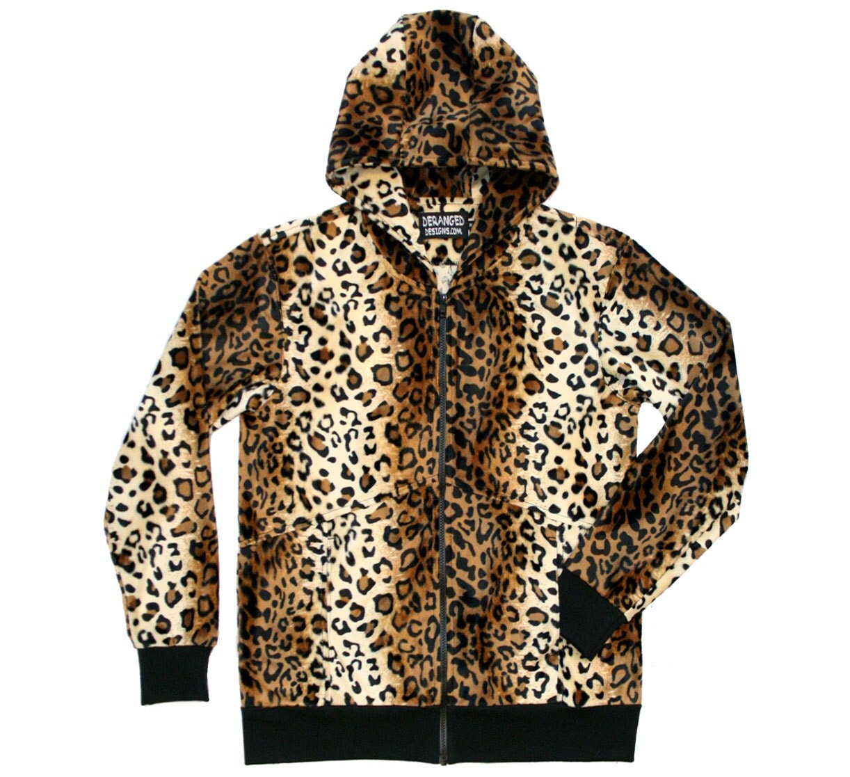 Men's Brown Leopard Hoodie Cheetah Zipper Hooded