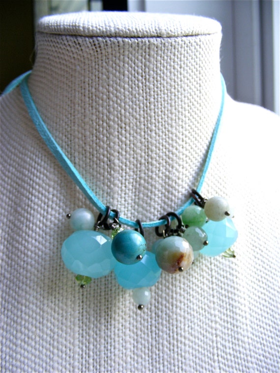 Turquoise Candy Necklace Turquoise chalcedony by MarissaTDesigns