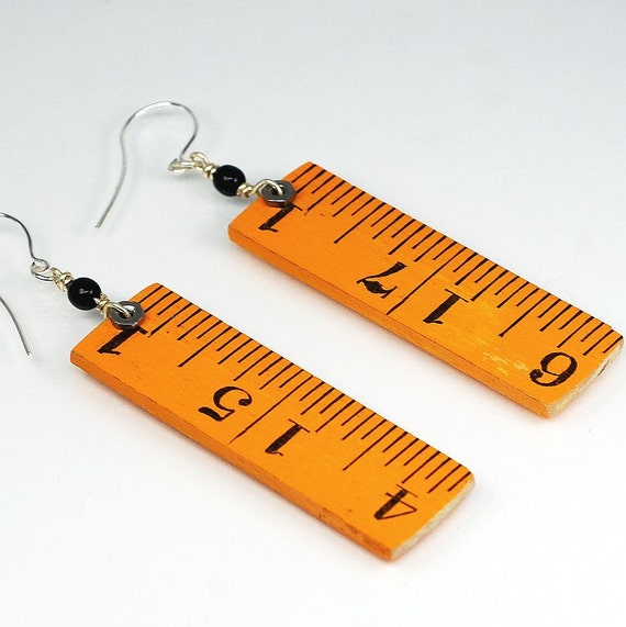Upcycled Wood Ruler Earrings by Tanith