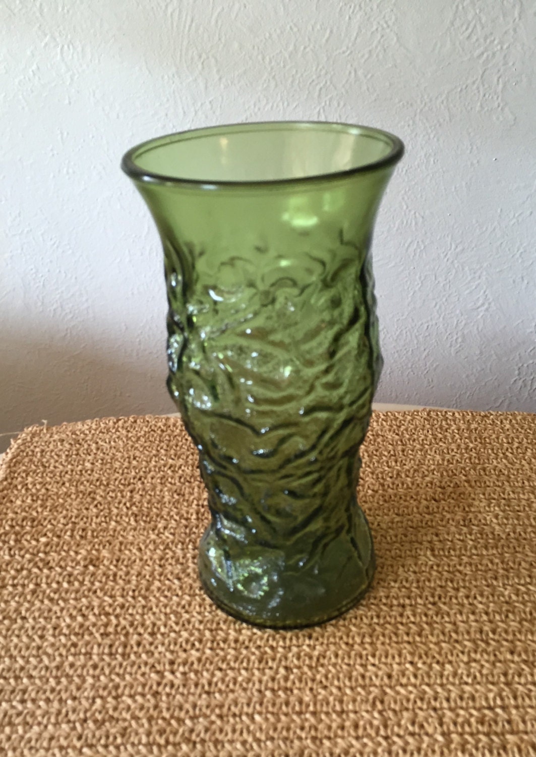 Large E.O. Brody Green Glass Vase by SpikeandDaisy on Etsy