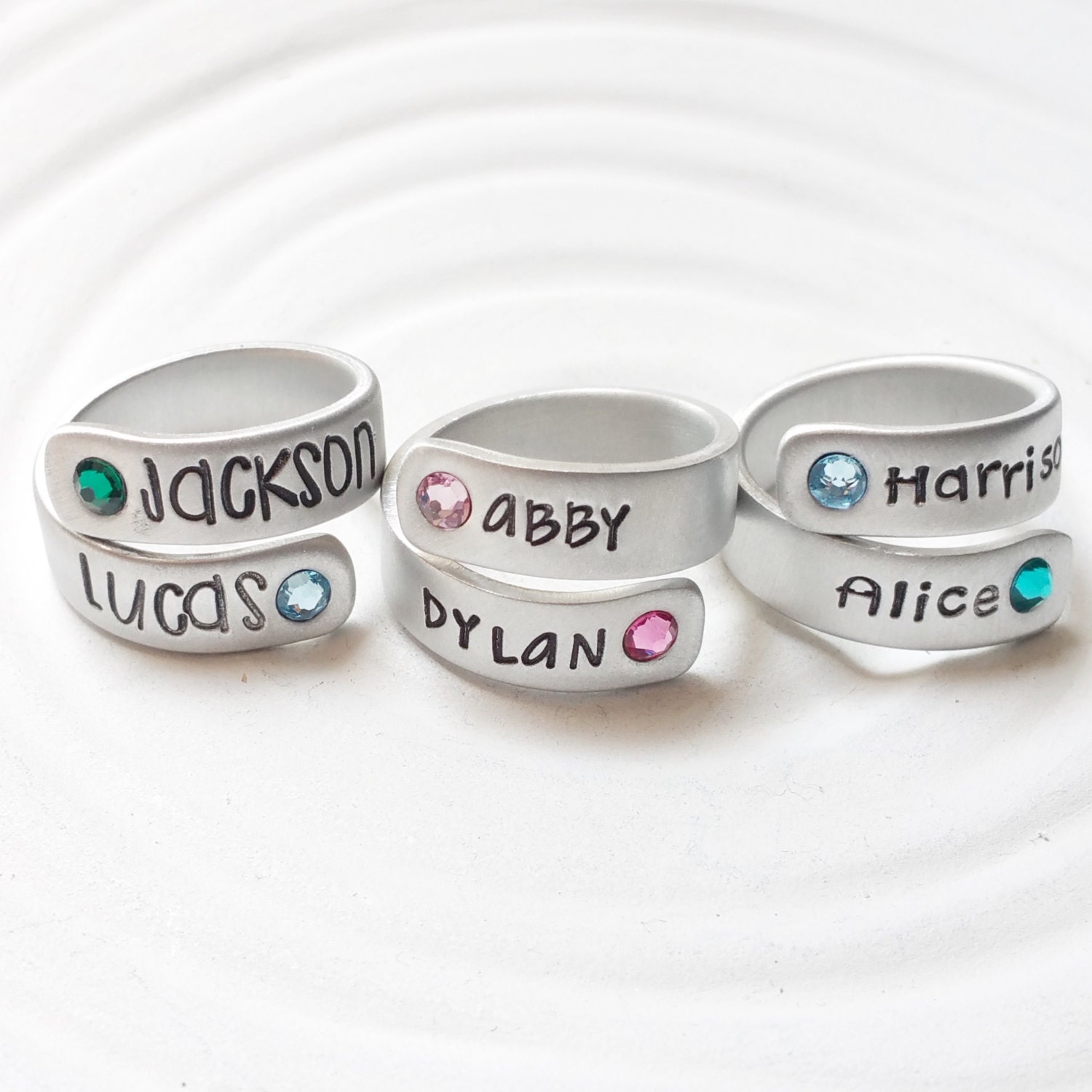 Birthstone Wrap Rings Mother's Ring Personalized Hand