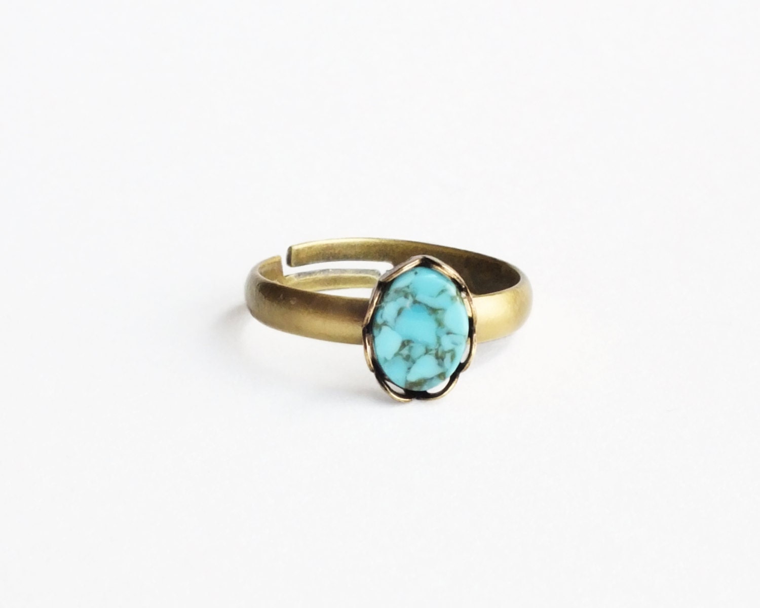 Tiny Turquoise Stacking Ring Adjustable Turquoise Ring Small