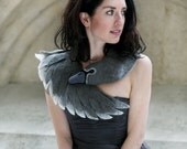 Ugly Duckling - Grey Swan (dark version) - felted wool animal scarf, stole / shrug