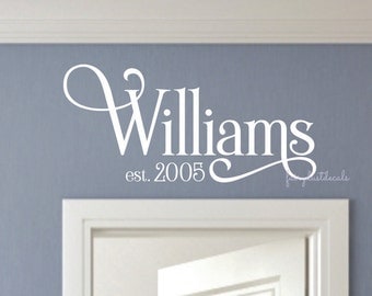 Family last name wall decal - name wall decal - last name decal for home wall - entrance door decal - door decal with name - vinyl lettering