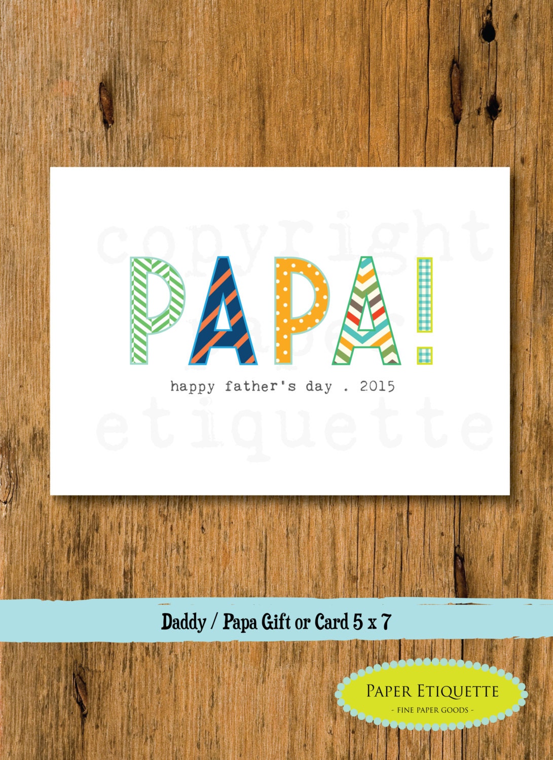 Papa Card Happy Father's Day Father's Day Gift by PaperEtiquette