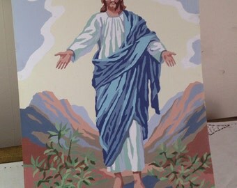Vintage JESUS Paint By Number Painting Unframed Religious
