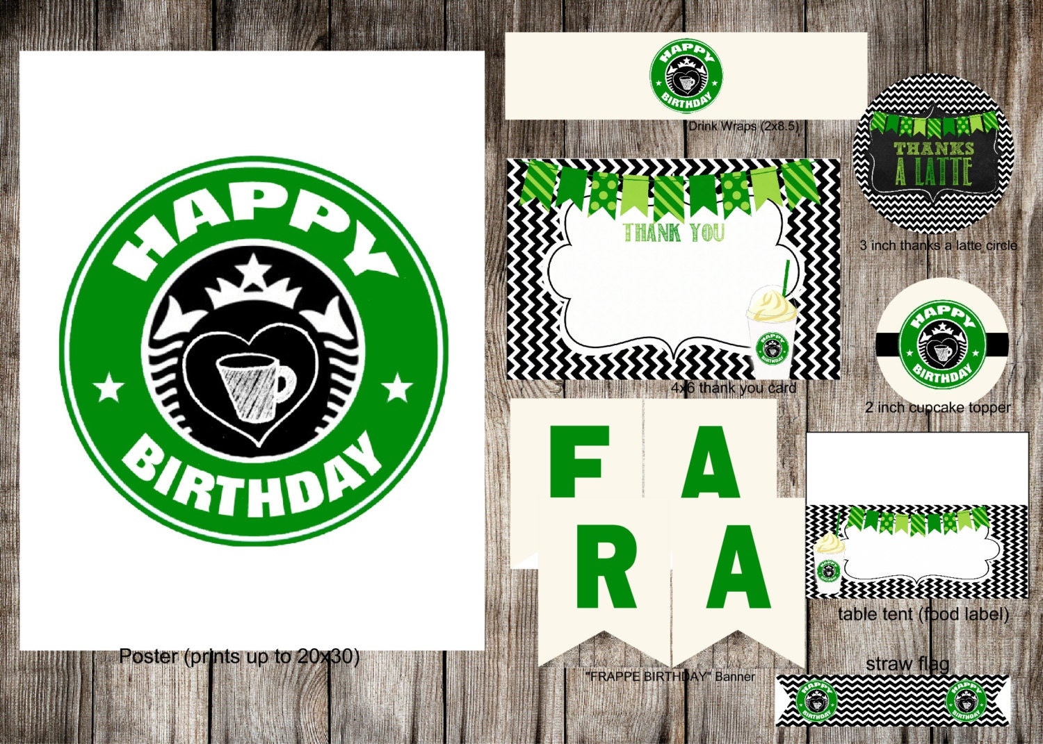 instant download starbucks birthday party pack coffee