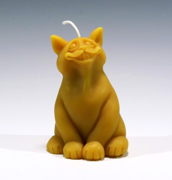 Beeswax Candle Grinning Fat Cat