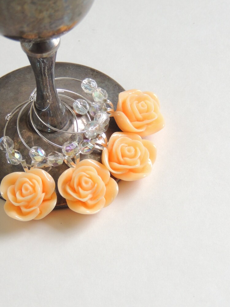 Flower Wine Charms Wine Charms Wedding Wine by UnconventionalJ
