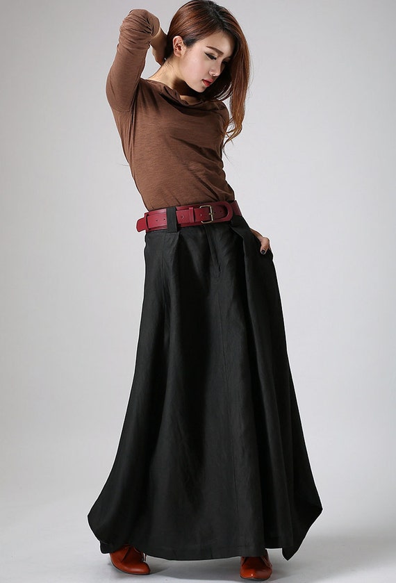 Black Linen Skirt 32