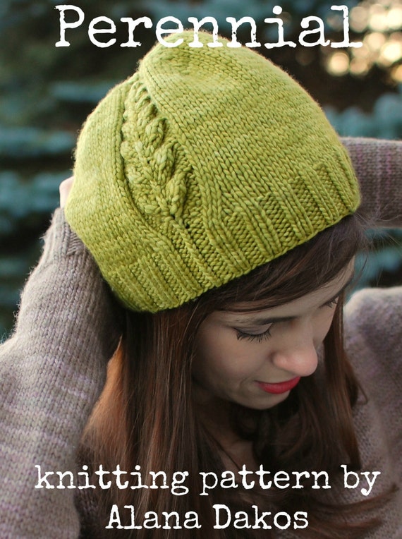 Pdf knitting pattern for nature-inspired beanie-style hat for