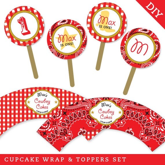 Country Western Party - Personalized DIY printable cupcake wrapper and ...