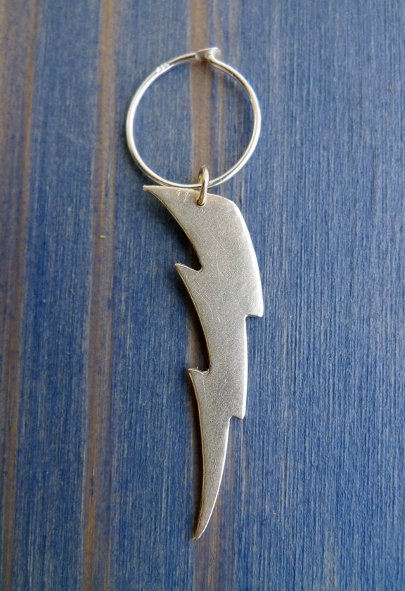 Flash Gordon. Silver Lightning Bolt Earring. Sterling Silver