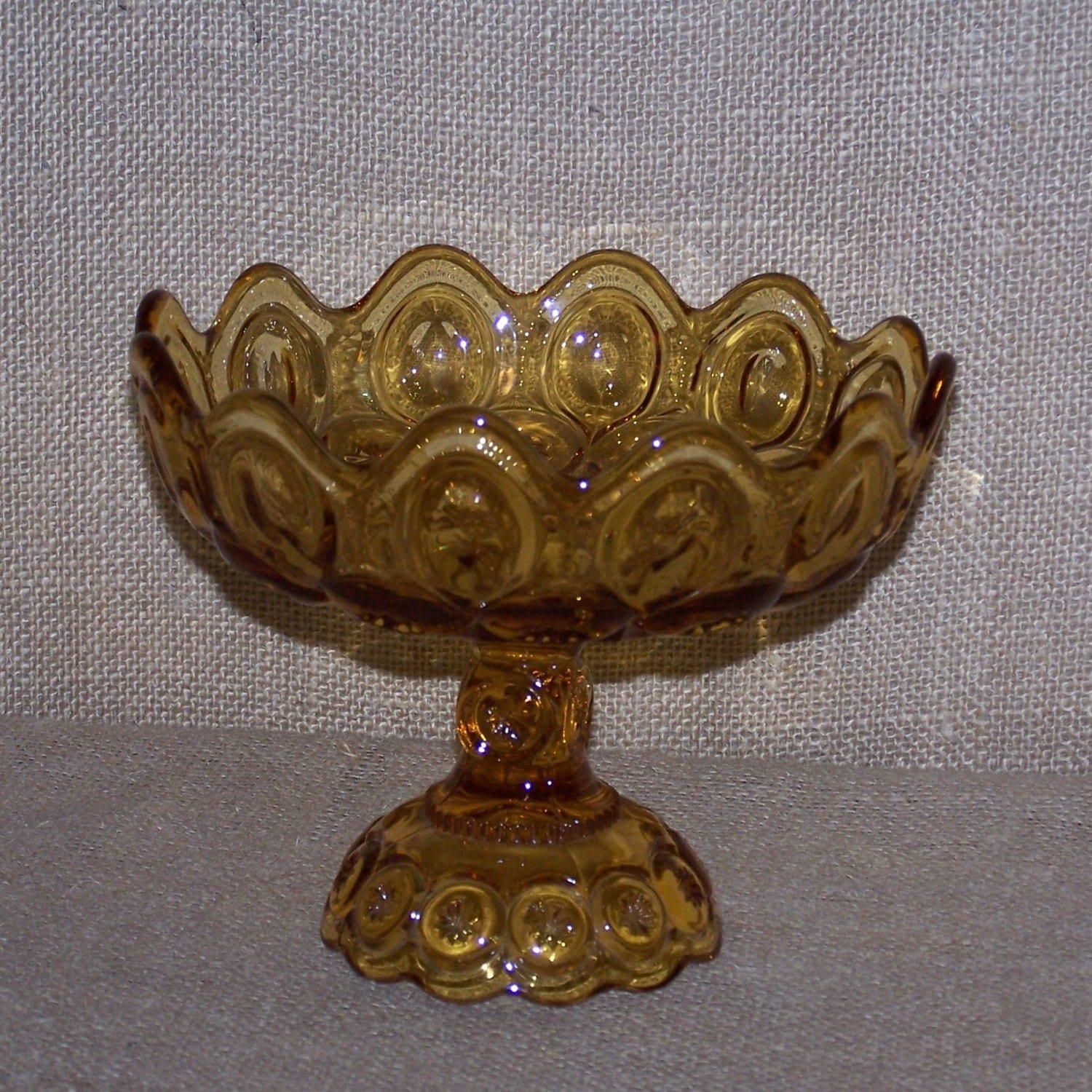 Amber glass pedestal bowl Vintage amber glass amber glass