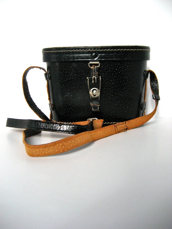 Vintage Black Leather Tasco Binocular Case // Perfect Purse