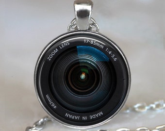 Camera Lens necklace, Camera lens pendant, camera lens jewelry, camera necklace, photographer gift, photographer key chain key fob