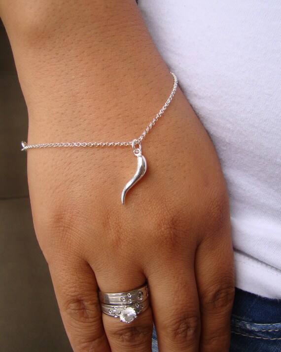 Italian Horn Bracelet 925 Sterling Silver Bridesmaid