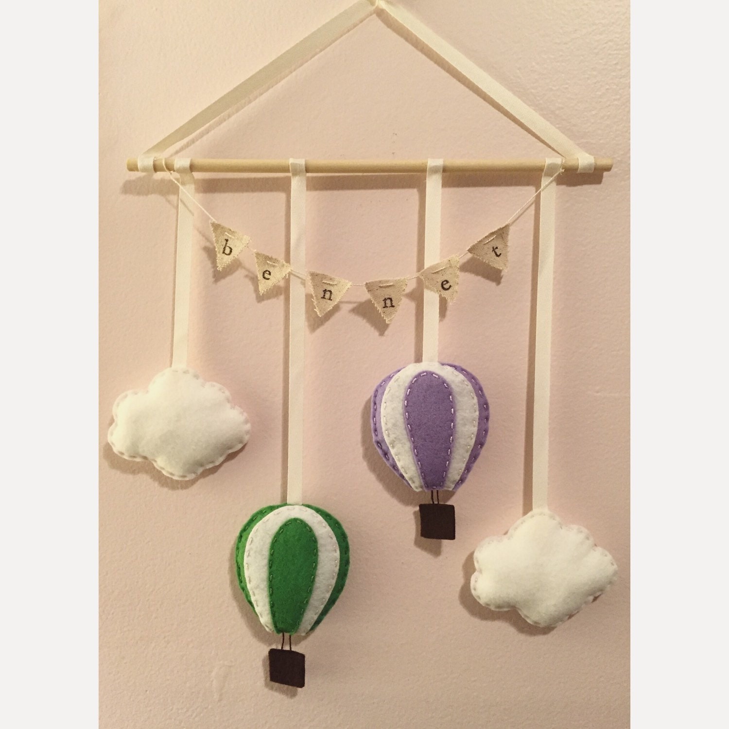 wool felt hot air balloon wall baby mobile nursery art