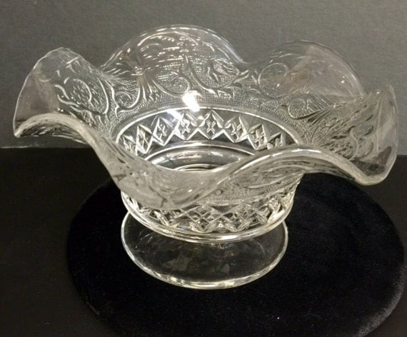 SANDWICH Pattern Glass Footed Bowl DUNCAN MILLER Antique