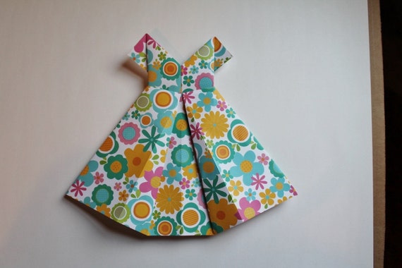 floral print origami dress LkcDesign Floral by yellow blue Dress Large teal pink Origami