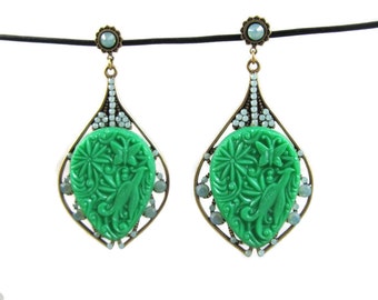 Vintage Bakelite Earrings Limited Edition with Swarovski Crystals