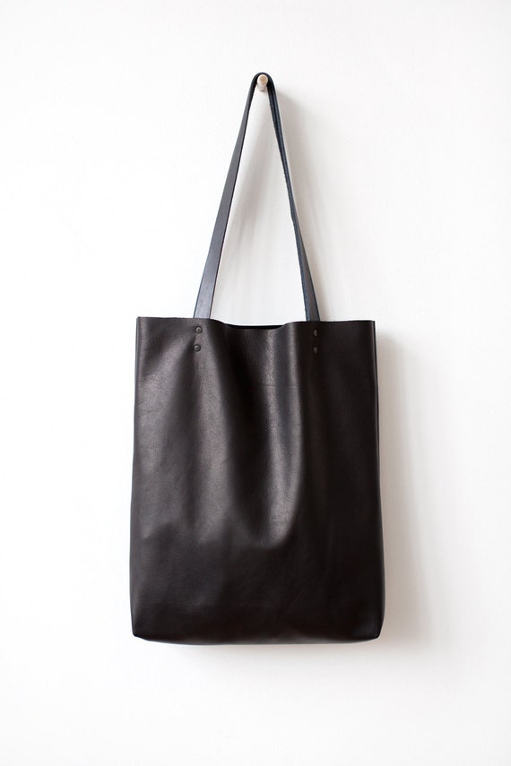 Simple Black Leather Tote bag No.Tl 6022