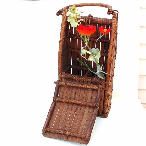 carrier wine bottle vintage Wine Beverage Bamboo Storage Vintage Wine Carrier Holder Bottle