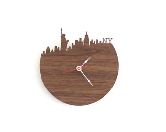 New York Wall Clock - Statue of Liberty, Empire State Building Clock