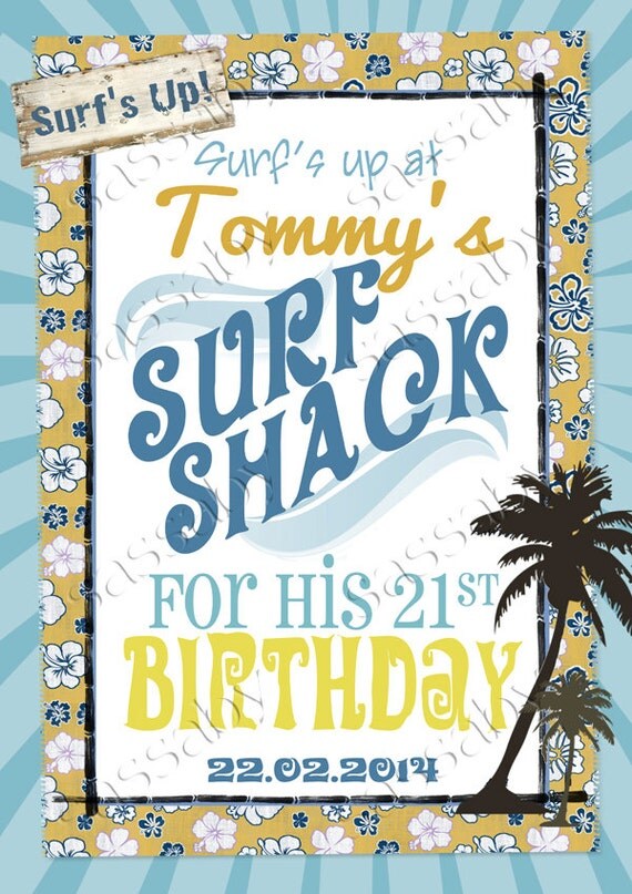 Vintage Surf Party Sign Poster - INSTANT DOWNLOAD - DIY Editable & Printable Birthday Decorations by Sassaby Il_570xn