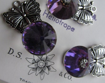Vintage Swarovski Heliotrope Crystal In Butterfly Setting