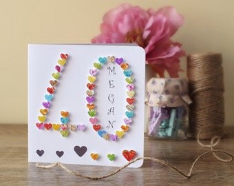 40th Birthday Card - Age 40 Card - Handmade - Age 40 3D Birthday Card - Forty - Personalized - Personalised - Sister - Mum - Dad - BHA40