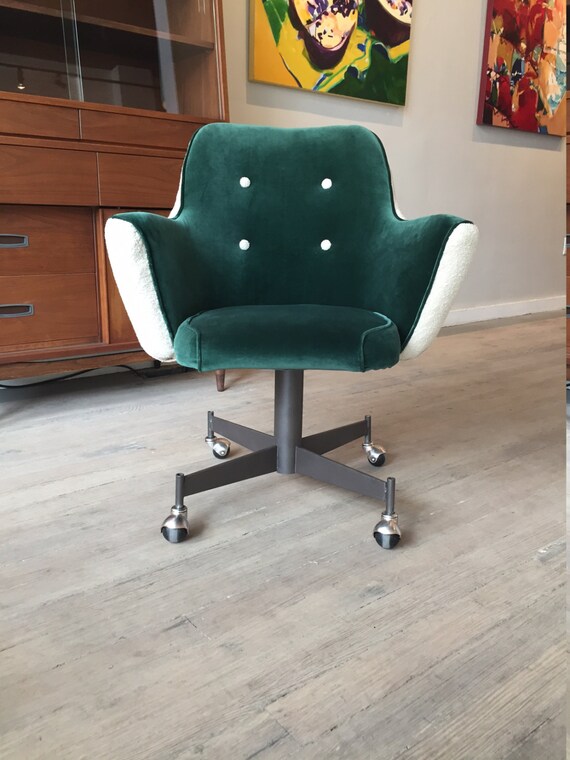 Items similar to Green velvet office chair modern/ FREE