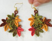 Leaf Charms or Earrings - Machine Embroidered Lace Leaf Charms or Earrings - Machine Embroidered Lace