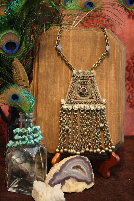 GYPSY CARAVAN Bohemian Necklace. Gypsy Jewelry. Antique Brass Boho