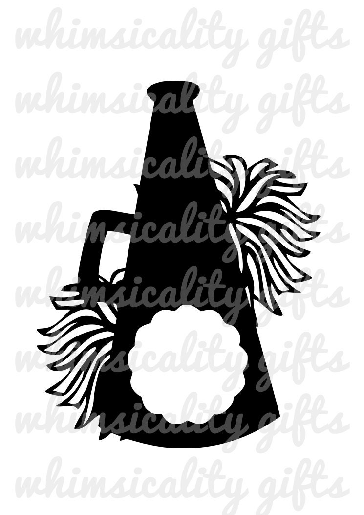 Download Cheerleading Megaphone Monogram with Pom Poms with SVG DXF