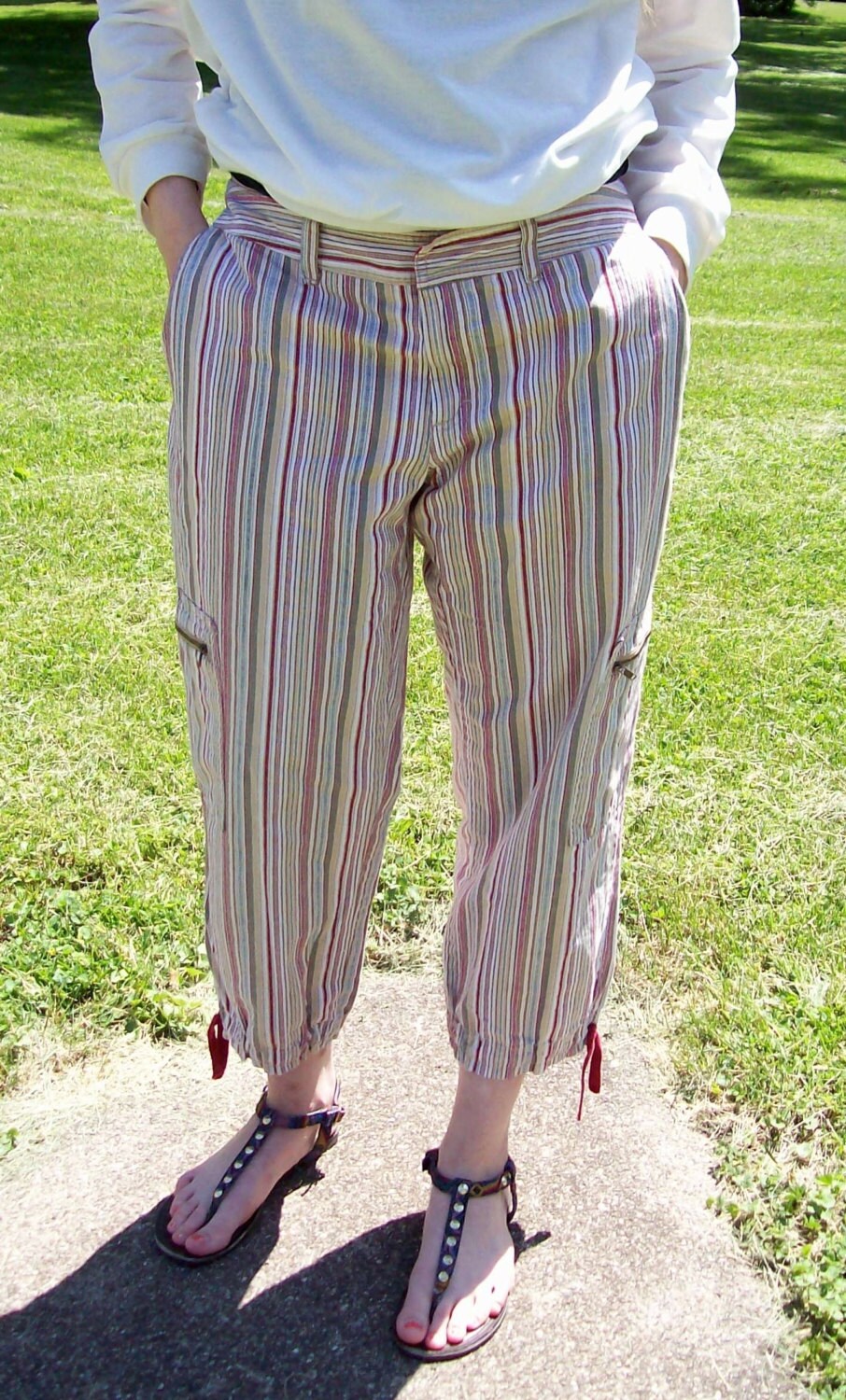 black and white striped capri pants