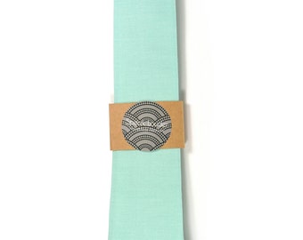 Turquoise seafoam necktie - Wedding Mens Tie Skinny Necktie organic cotton- Laid-Back necktie