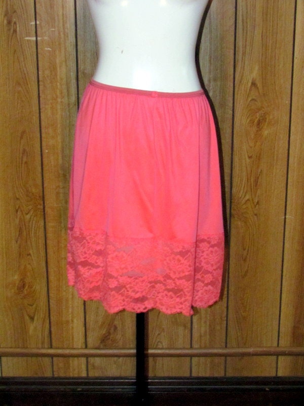 Hot PINK FLORAL LACE Half Slip by BeauMondeVintage on Etsy