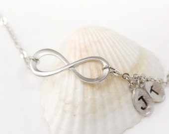 Silver Infinity bracelet, Personalized bracelet, Initial bracelet, friendship bracelet, Bridesmaid gift, christmas gift