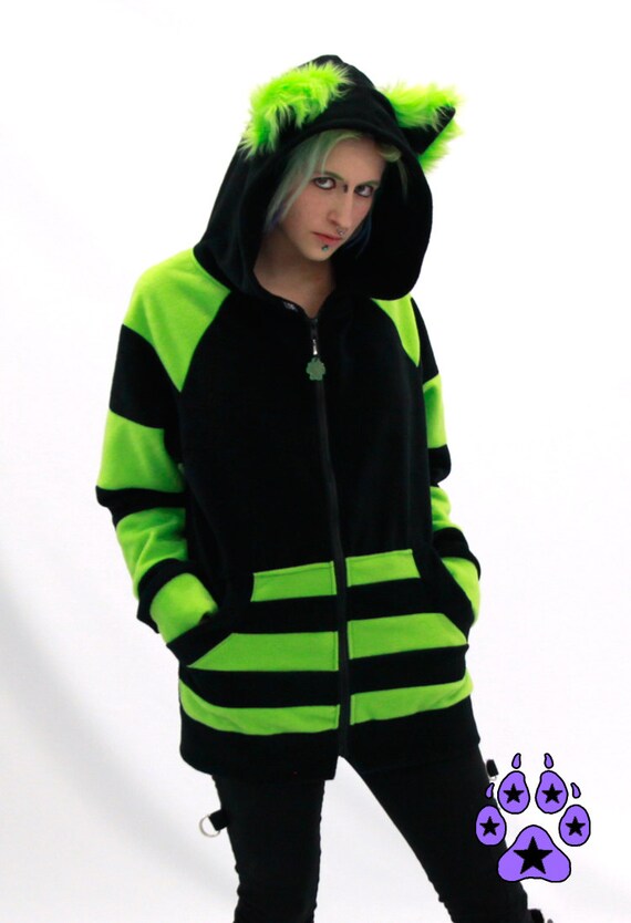 Pawstar STRIPEY Mew Kitty Cat HOODIE jacket anime cosplay